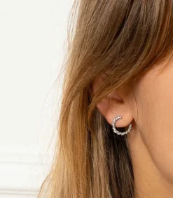 Ama Boucle D'Oreille Gauche Or Noir Et Diamants