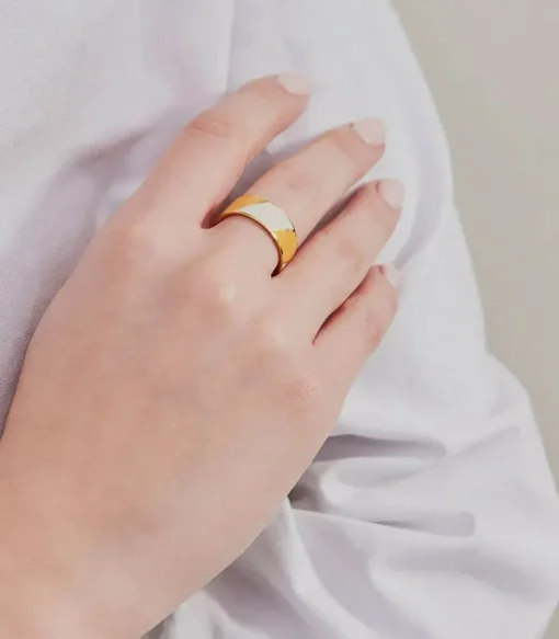 Bague Ajustable Big Striped Candy Orange White