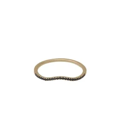 Bague Alliance Vague Or Jaune Diamants Noirs