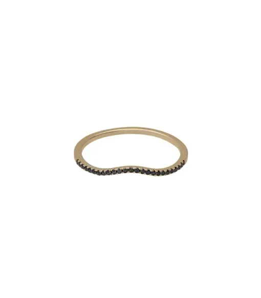 Bague Alliance Vague Or Jaune Diamants Noirs