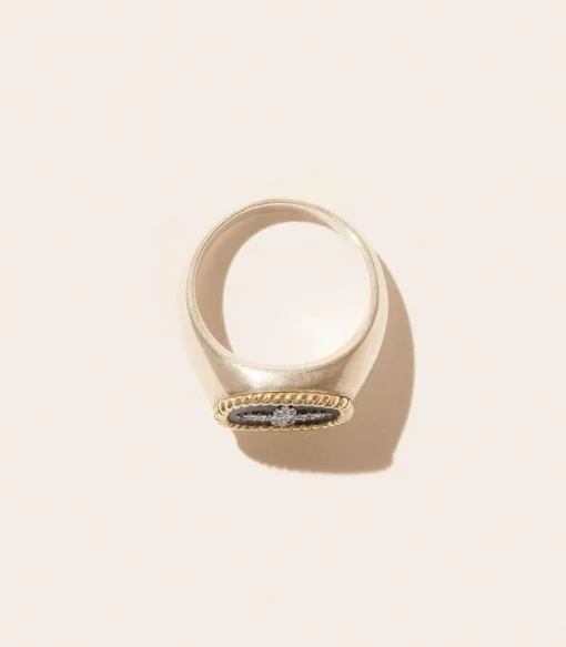 Bague Chevaliere Bowie Noir Diamants
