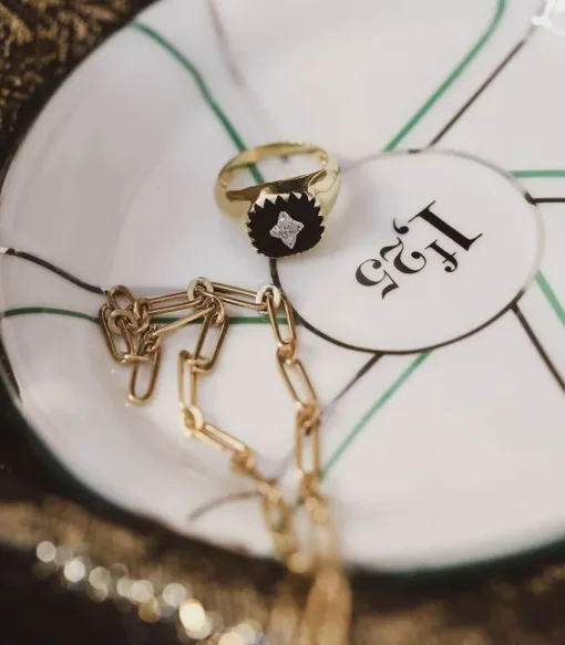 Bague Chevaliere Pierrot Noire