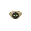 Bague Oeil Ibiza Or Jaune Et Resine Coloree