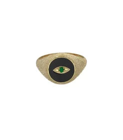 Bague Oeil Ibiza Or Jaune Et Resine Coloree