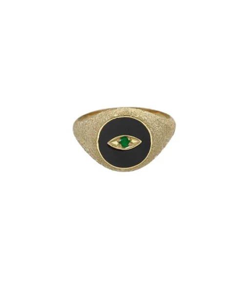 Bague Oeil Ibiza Or Jaune Et Resine Coloree