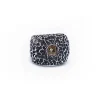 Bague 6X6 Quartz Fume Argent