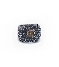 Bague 6X6 Quartz Fume Argent