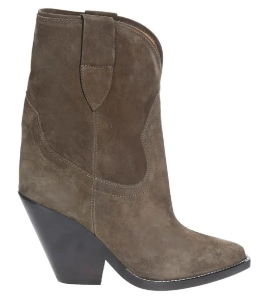Bottines Veau Velours Leyane Khaki