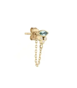 Boucle D'Oreille A Chaine Marquise En Tourmaline Bleue