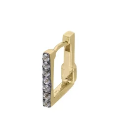 Boucle D'Oreille Carre Medium Saphirs Blancs