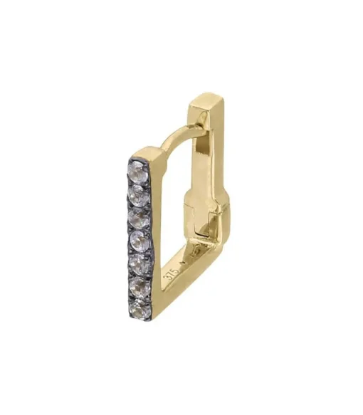 Boucle D'Oreille Carre Medium Saphirs Blancs