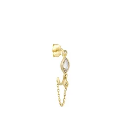 Boucle D'Oreille Creole Unique En Pierre De Lune Et Oeil De Diamant
