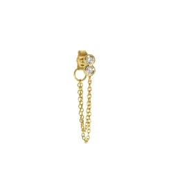 Boucle D'Oreille Double Chaine Diamants