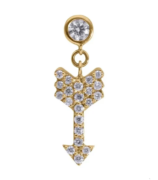 Boucle D'Oreille Fleche Or Jaune Et Diamants