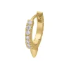 Boucle D'Oreille Mini Creole A Pointe Or Jaune Et Diamants