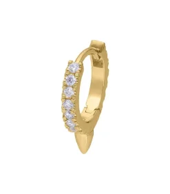 Boucle D'Oreille Mini Creole A Pointe Or Jaune Et Diamants