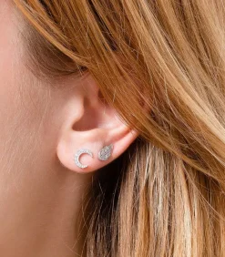 Boucle D'Oreille Puce Tree Of Life Or Blanc