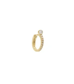 Boucle D'Oreille Semi Pavee Or Jaune Et Diamants