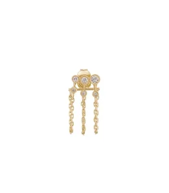 Boucle D'Oreille Unique Chaine Constellations Triple Diamants