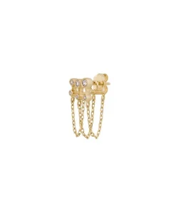 Boucle D'Oreille Unique Chaine Constellations Triple Diamants