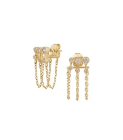 Boucles D'Oreilles Chaine Constellations Triple Diamants