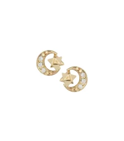 Boucles D'Oreilles Merkaba Diamants Lune