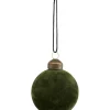 Boule De Noël Flock Dark Green