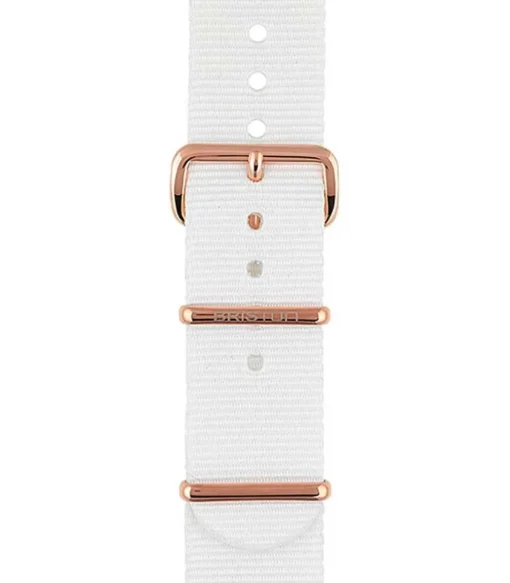 Bracelet De Montre Special Nato Blanc, Boucle En Acier Or Rose 245Mm