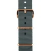 Bracelet De Montre Type Nato Gris, Boucle Or Rose 230Mm - Clubmaster Chic
