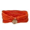 Bracelet En Soie A Nouer Et Charm Let Go En Bronze Et Diamant