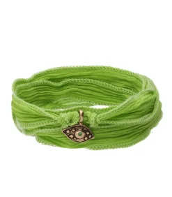 Bracelet En Soie A Nouer Et Charm Amazing Eye En Bronze Et Tsavorite