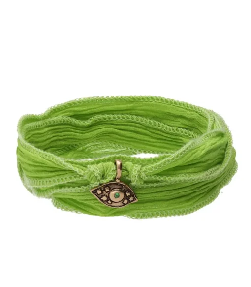 Bracelet En Soie A Nouer Et Charm Amazing Eye En Bronze Et Tsavorite