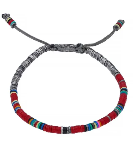Bracelet Ghanian Mini En Perles Africaines Et Argent