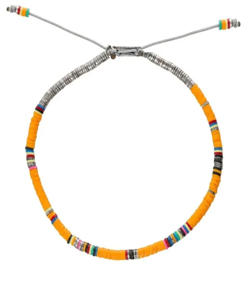 Bracelet Ghanian Mini En Perles Africaines Et Argent