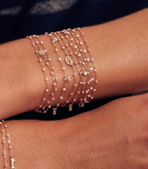 Bracelet Or Rose Et Perles De Resine