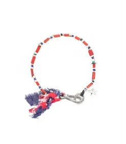 Bracelet Pierres Diverses & Noeuf Marine/Rouge