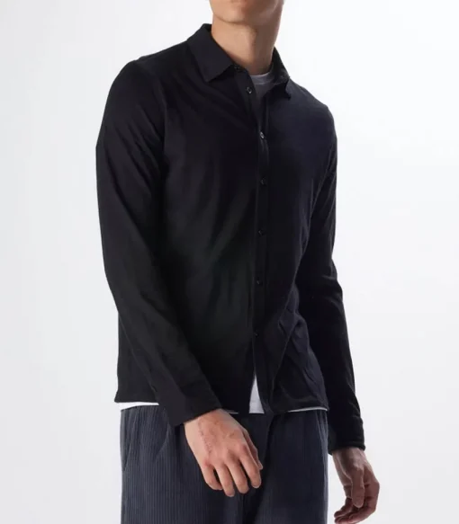 Chemise Manches Longues Homme Coton Et Cachemire Noir