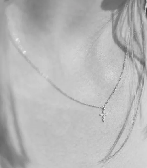 Collier Celeste Simple Or Blanc Et Diamants