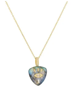 Collier En Or Chaine Oeil Diamant Labradorite