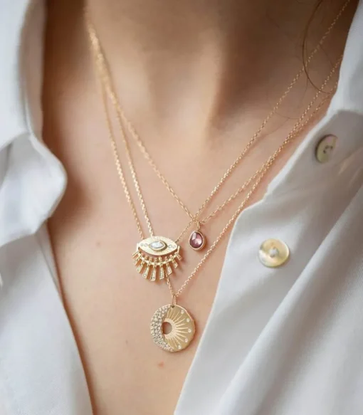 Collier Medaille Soleil & Lune