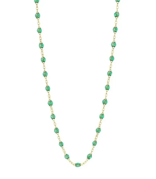 Collier Or Jaune Et Perles De Resine 42 Cm