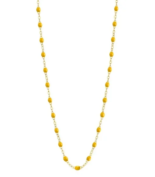 Collier Or Jaune Et Perles De Resine 42 Cm