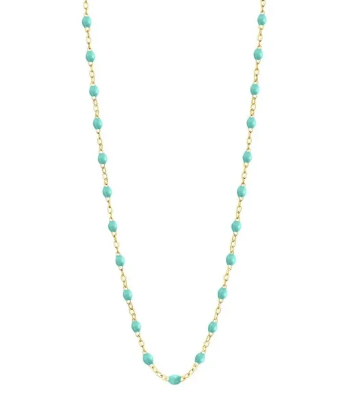 Collier Or Jaune Et Perles De Resine 42 Cm