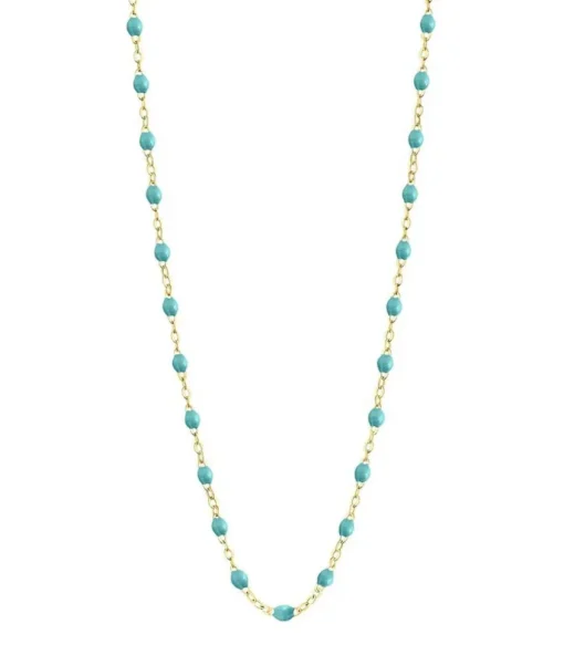 Collier Or Jaune Et Perles De Resine 42 Cm
