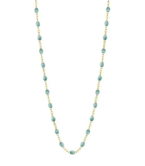 Collier Or Jaune Et Perles De Resine 42 Cm