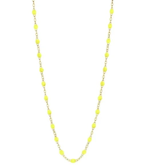 Collier Or Jaune Et Perles De Resine 42 Cm