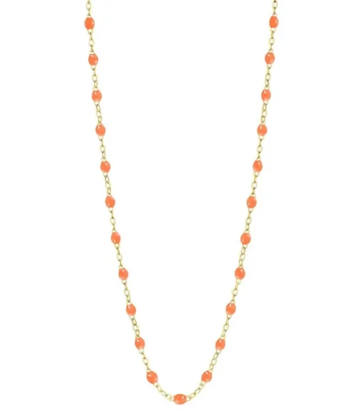 Collier Or Jaune Et Perles De Resine 42 Cm