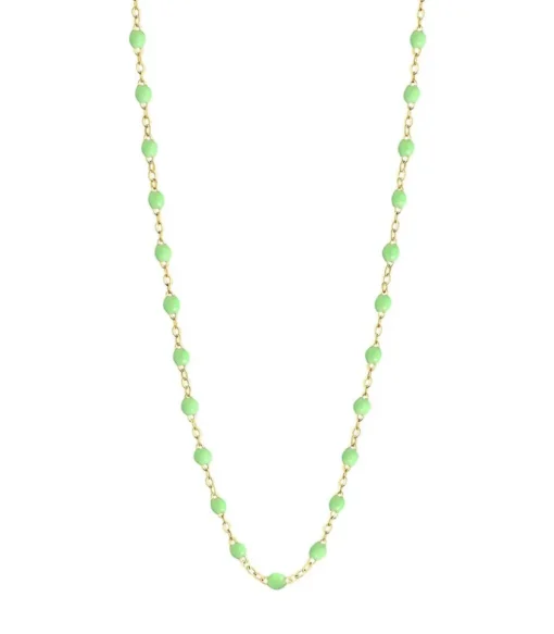 Collier Or Jaune Et Perles De Resine 42 Cm