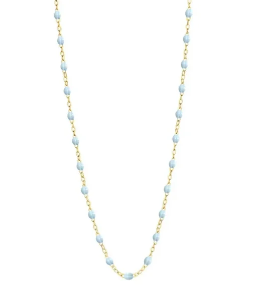 Collier Or Jaune Et Perles De Resine 42 Cm