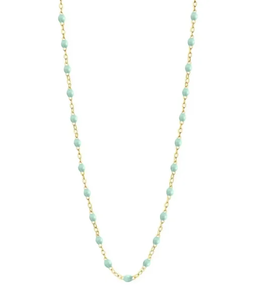 Collier Or Jaune Et Perles De Resine 42 Cm